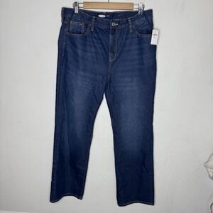 New Old Navy Dark Wash‎ Straight Blue Jeans 5 Pocket Cotton Blend Womens 18 Plus
